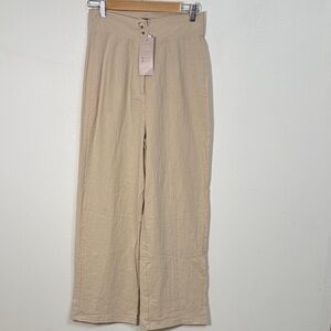 Elegant Tan Wide-Leg Pants